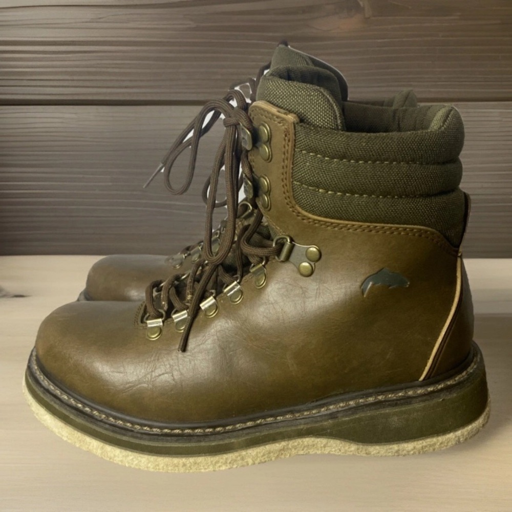 Simms Freestone Brown Leather Felt Bottom Wading … - image 1